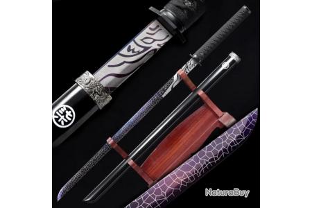 Véritable Katana Japonais adapté à la coupe forgé à la main méthode  ancestrale. Sabre en Acier 1060