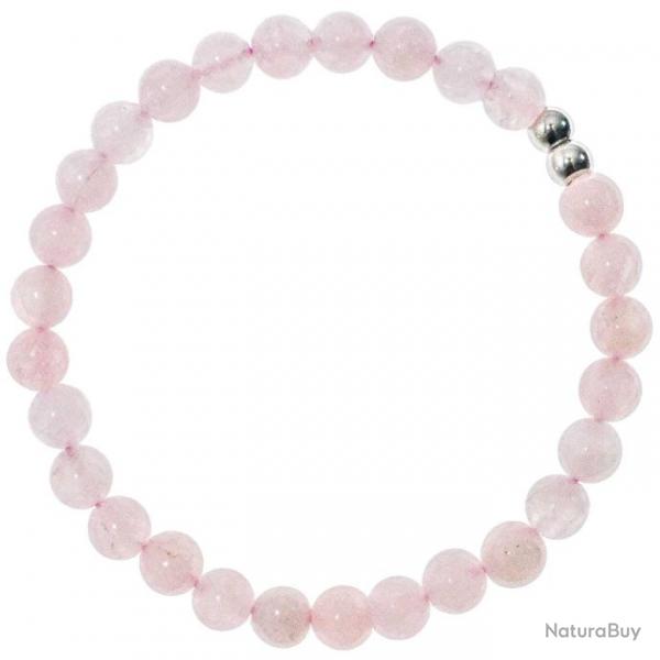 Bracelet en quartz rose - Perles rondes 6 mm