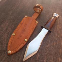Rare Couteau de lancé SABATIER DAGUE Double Tranchants avec Étui en cuir