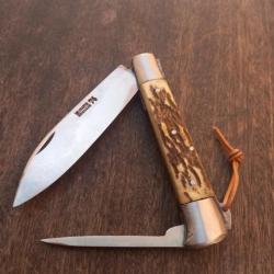 Ancien Couteau Régional L ISSOIRE 2 Piéces ST JOANIS MONDIERE 74 Manche en Bois de Cerf