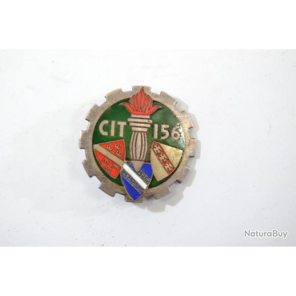 Insigne C.I.T. 156, Ctr d'Instr du Train, CIT Drago  guilloch mail, argent et dor, anneaux
