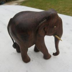 VINTAGE - Sculpture d'éléphant en bois sculptée (XXé)