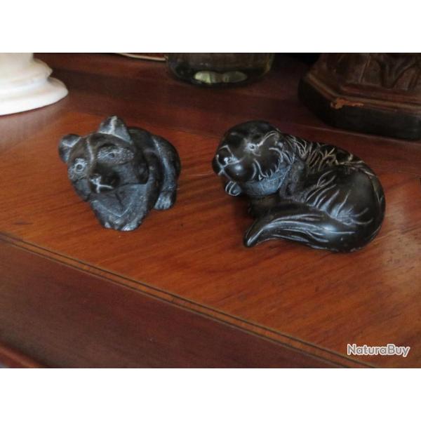 VINTAGE - Souvenir du Canada - Lot de 2 figurines d'animaux - Raton laveur & Loutre - BOMA (XX)