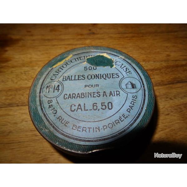 Boites de plomb anciens de carabine  air comprime Cal 6.5mm n14 CARTOUCHERIE FRANCAISE