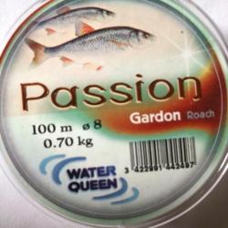 Nylon 100 m diam 8  0,70 kg passion gardon water queen  pêche coup