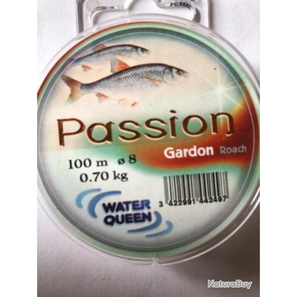 Nylon 100 m diam 8  0,70 kg passion gardon water queen  pche coup
