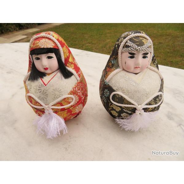 VINTAGE - Deux figurines traditionnel japonaise ralis artisanalement a la main au Japon (XX)