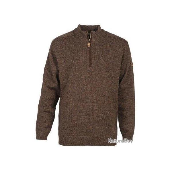 Pull chasse col zipp marron brod PERCUSSION