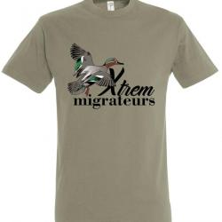 Tee shirt canard sarcelle kaki XTREM MIGRATEURS