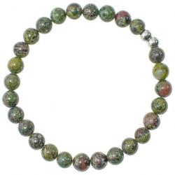 Bracelet en jaspe héliotrope - Perles rondes 6 mm