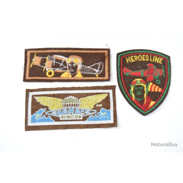 Lot patchs fantaisie aviateur Heroes Line, Lindberg Chamaco AIR-FORCE