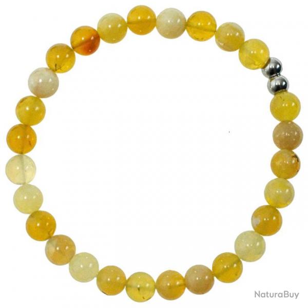 Bracelet en opale jaune - Perles rondes 6 mm