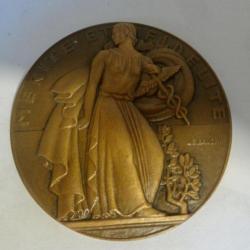 médaille en bronze style art déco Mérite et Fidélité signée LG BAUDRY