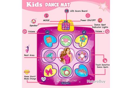 Jeux Tapis de Danse Enfant 5 Modes Affichage LED Volume Réglable ROSE -  Jouets (10743549)