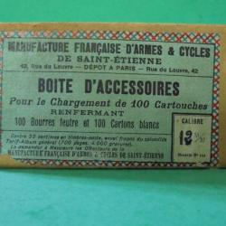 RARE BOITE D ACCESSOIRE COLLECTOR CAL.12mm  Manufacture Fse D'armes & Cycles de St- Etienne .