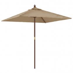 Parasol mobilier de jardin avec mât en bois 198 x 198 x 231 cm taupe 02_0008358
