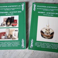 2 catalogues de ventes Stauffer - Militaria, uniformes, casques, armes, équipement, médailles...
