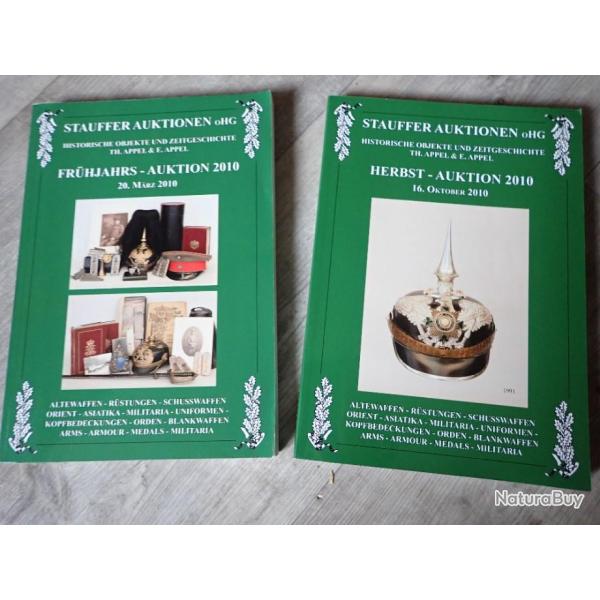 2 catalogues de ventes Stauffer - Militaria, uniformes, casques, armes, quipement, mdailles...