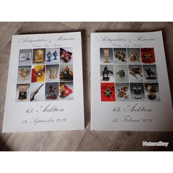 Lot 2 Catalogues de ventes Carsten - Militaria, uniformes, casques, armes, quipement, mdailles...