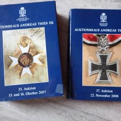 Lot 2 Catalogues de ventes Andreas THIES - Militaria, uniformes, casques, armes, médailles...