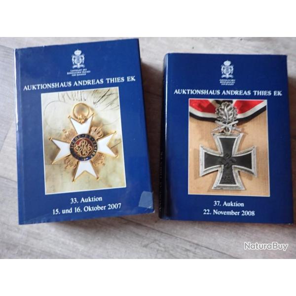 Lot 2 Catalogues de ventes Andreas THIES - Militaria, uniformes, casques, armes, mdailles...