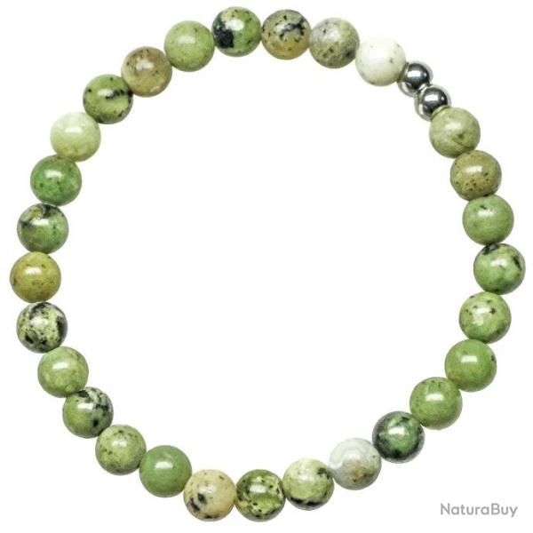 Bracelet en serpentine verte - Perles rondes 6 mm