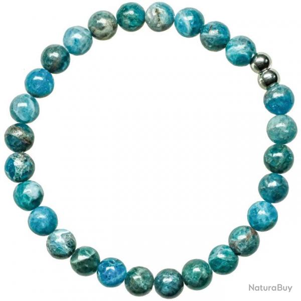 Bracelet en apatite bleue - Perles rondes 6 mm