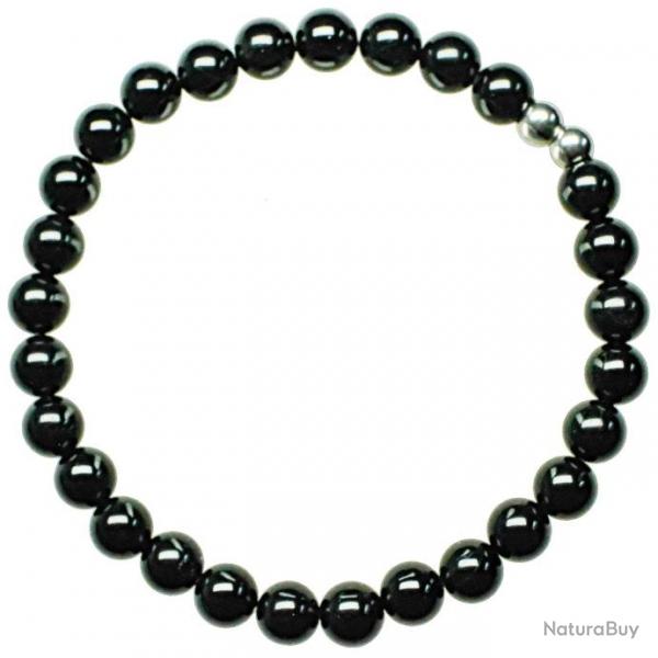 Bracelet en tourmaline noire - Perles rondes 6 mm