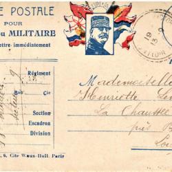 CMI - Carte posle militaire aux Drapeaux - CAD Trésor et Postes n°9  septembre 1915