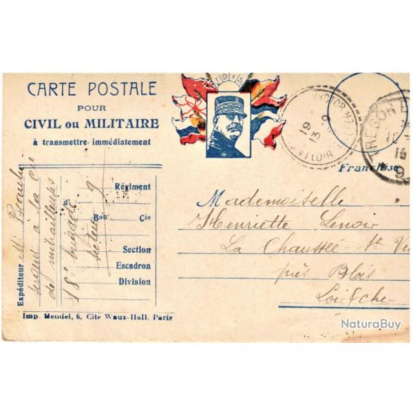 CMI - Carte posle militaire aux Drapeaux - CAD Trsor et Postes n9  septembre 1915