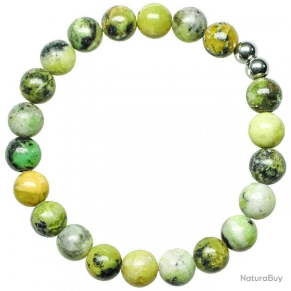 Bracelet en serpentine verte - Perles rondes 8 mm