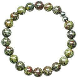Bracelet en jaspe héliotrope - Perles rondes 8 mm