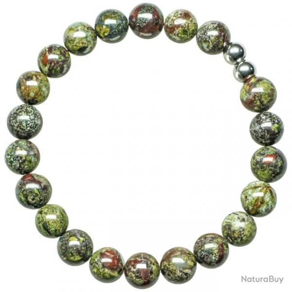 Bracelet en jaspe hliotrope - Perles rondes 8 mm