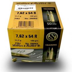 Munitions SELLIER BELLOT calibre 7.62x54 R FMJ 180gr - 11.7g x50