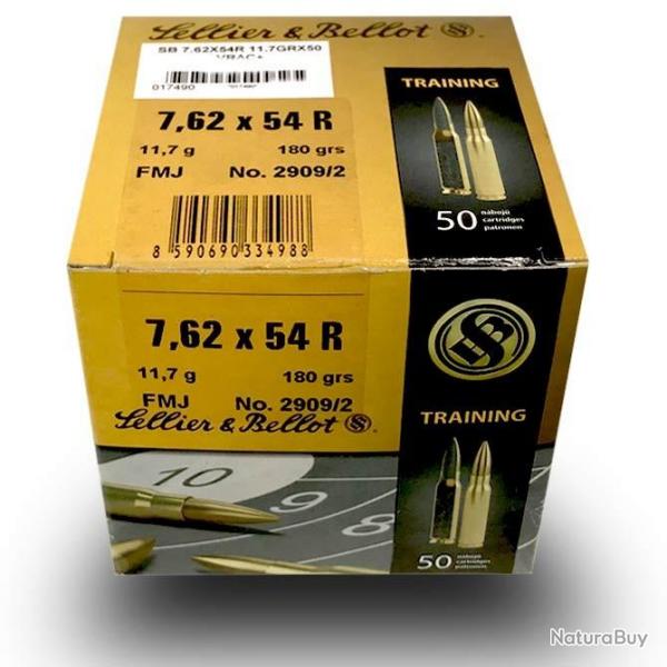50 Munitions SELLIER BELLOT FMJ cal.7.62x54 R 180gr