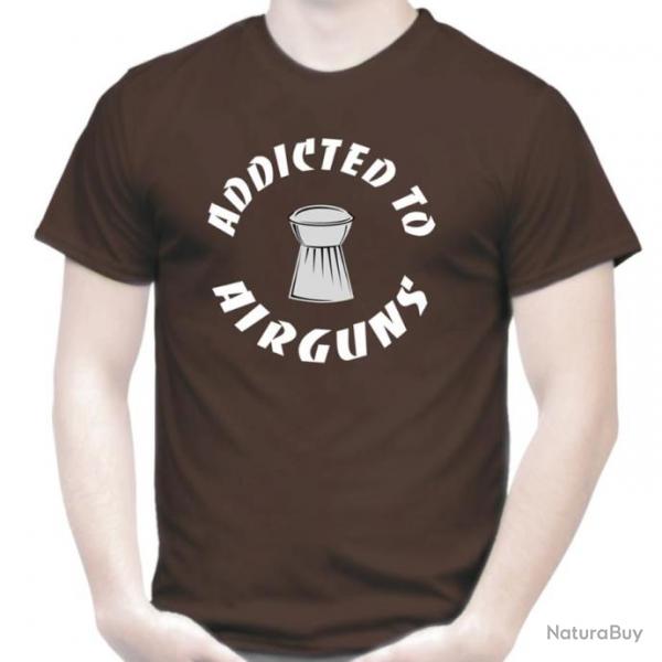 T-SHIRT  ADDICTED TO AIRGUNS  - Carabine  plombs Pistolet  air comprim PCP cible Club Tir sportif