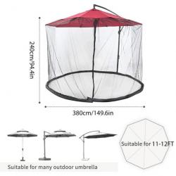 Moustiquaire Parasol Tente Grand Filet Réglable Double Fermeture Eclair Utilisation Facile Jardin Ca