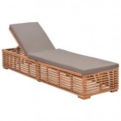 Transat chaise longue bain de soleil lit de jardin terrasse meuble d'extérieur avec coussin gris fo