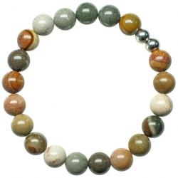 Bracelet en jaspe polychrome - Perles rondes 8 mm