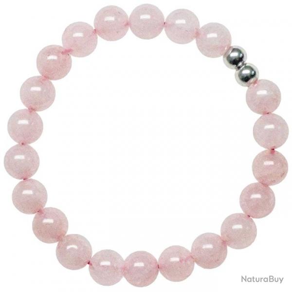 Bracelet en quartz rose - Perles rondes 8 mm