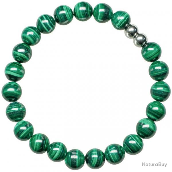 Bracelet en malachite - Perles rondes 8 mm