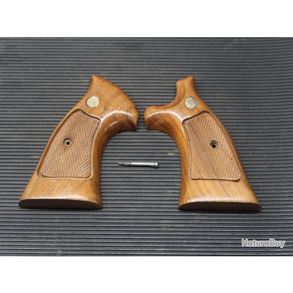 Paire de plaquettes en bois d origine pour revolver Smith Wesson REF JEAN