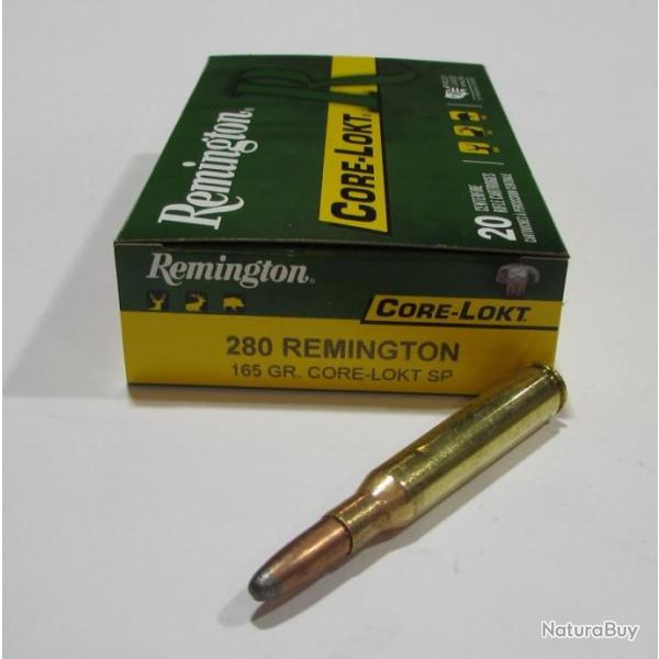 1 boite de 20 cartouches  de calibre 280 Remington, remington core lokt 165 grains