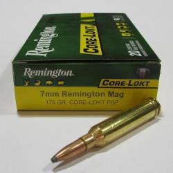 1 boite 20 cartouches calibre 7MM Remington Magnum, remington core lokt 175grs
