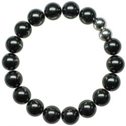 Bracelet en tourmaline noire - Perles rondes 10 mm