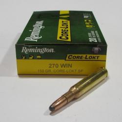 1 boite 20 cartouches  de calibre 270 Winchester, remington core lokt 150grs