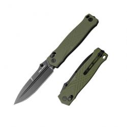Couteau Real Steel Muninn Od Green Lame Acier VG-10 Spear Point Manche G10 Slide Lock Clip RS7752GB