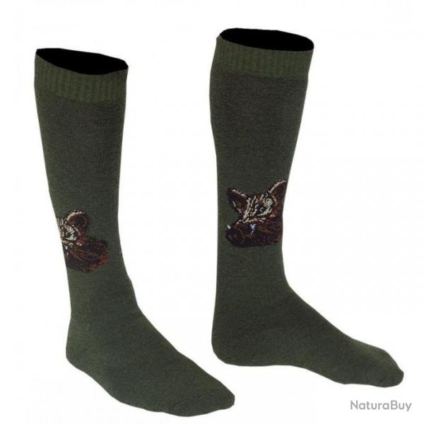 CHAUSSETTES SOMLYS BRODERIE SANGLIER 074 , T:42.