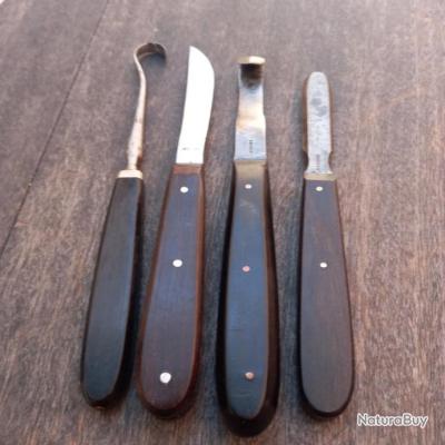 Couteau à Sabot Dr.Tail Lame Incurvée - Outil Maréchal-ferrant Manche Bois - Neuf