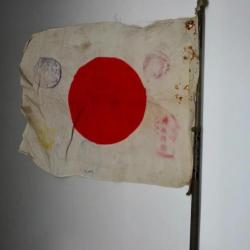 Hinomaru WWII drapeau Japonais avec cachet et manche télescopique
